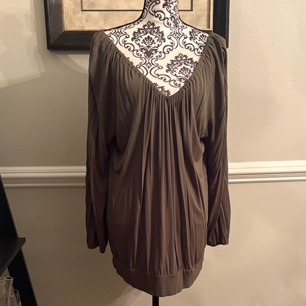 Olive Green Long Sleeve Blouse